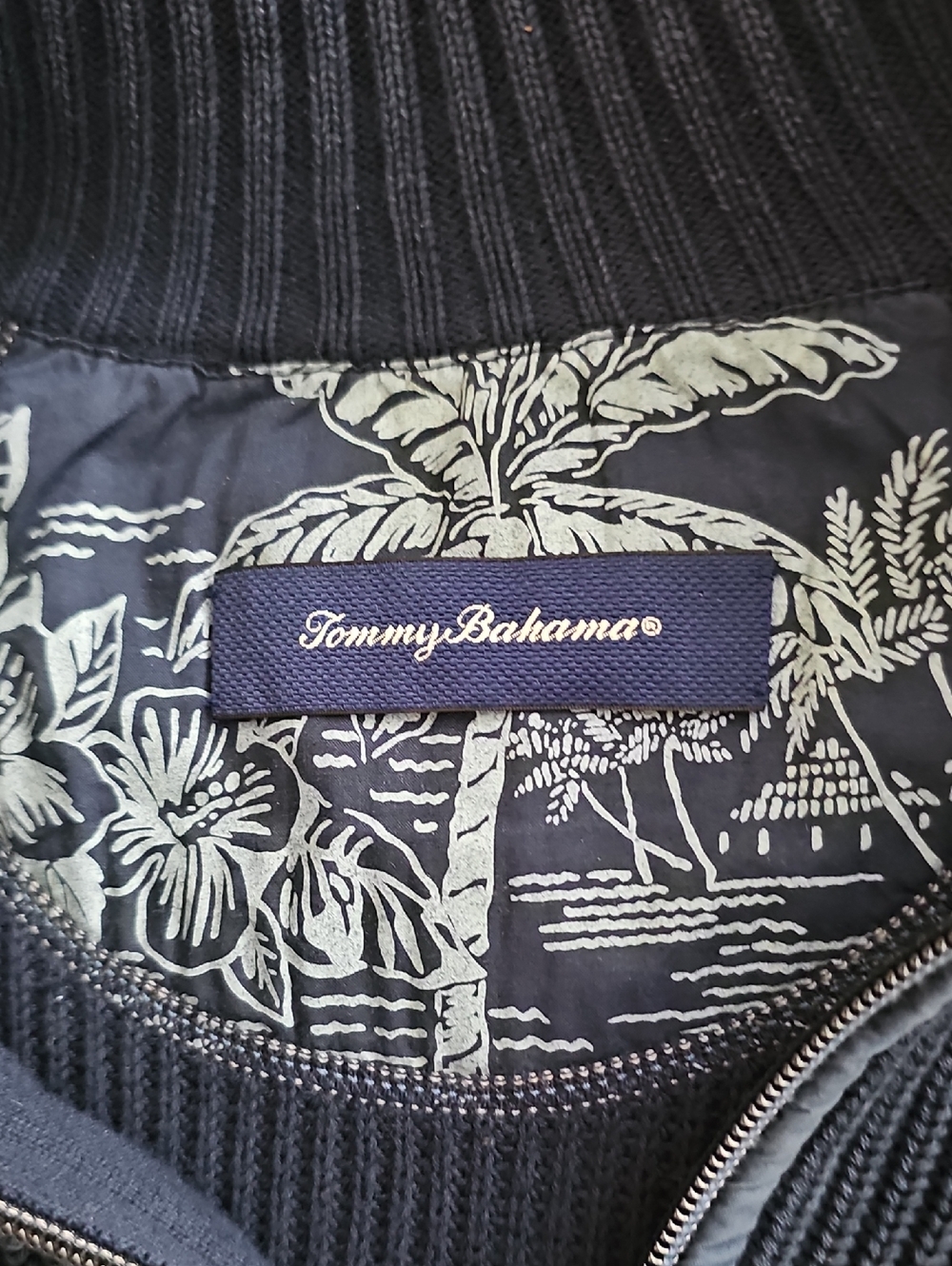 Tommy Bahama Men's Large Full Zip Ribbed Knit Sweater Jacket EUC - Picture 4 of 14
